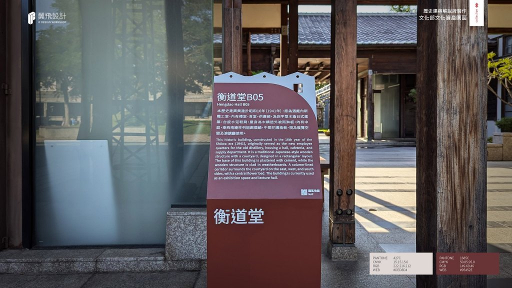 翼飛設計、台中、台中文創園區、文資局、文化部文化資產局、平面設計、型錄、文創商品、指示牌、展場、展覽、說明牌、招牌、酒廠、地圖